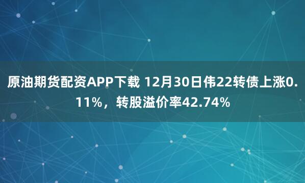 原油期货配资APP下载 12月30日伟22转债上涨0.11%,转股溢价率42.74%