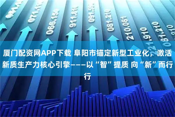 厦门配资网APP下载 阜阳市锚定新型工业化，激活新质生产力核心引擎———以“智”提质 向“新”而行